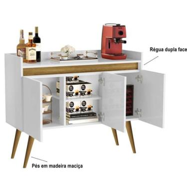 Imagem de Aparador Buffet Retrô 3 Portas Pés Palito Luma Cores - Comprar Moveis 