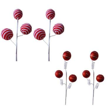 Imagem de Kit 4 Galhos Natalinos Com 3 Bolas 49cm Cada. - Wincy