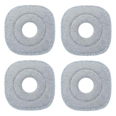 Imagem de ilovelife Pacote com 4 refil de esfregão quadrado de microfibra de 23 cm compatível com esfregão True & Tidy Thick SPIN-800 TrueClean M16 Spin Mop e a maioria dos esfregões e baldes quadrados, cinza