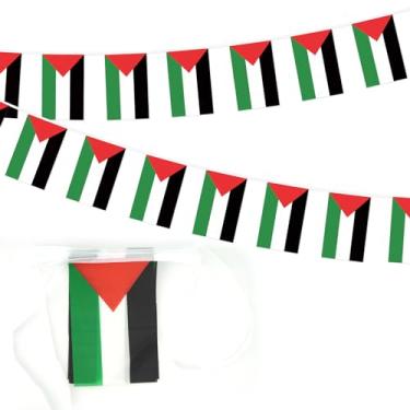 Imagem de Bandeira de corda da Palestina - Faixa de flâmula palestina internacional - Casa e feriado - 6 metros e 25 bandeiras