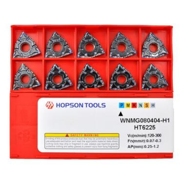Imagem de Hopson Tools Inserções de torneamento de carboneto WNMG 431 PF / WNMG080404 para acabamento de aço de corte, inserção Wnmg para ferramentas de torneamento de torno CNC, 10 peças