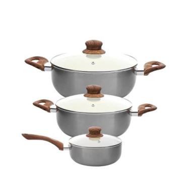 Imagem de Conjunto de Panelas Indução Cerâmica Antiaderente New York Cabo Silico