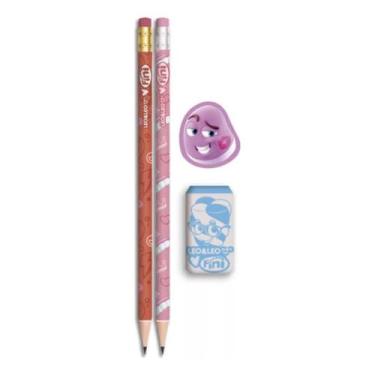 Imagem de Kit Escolar Fini  Lápis, Borracha E Apontador Leo & Leo e Com Cheiro -