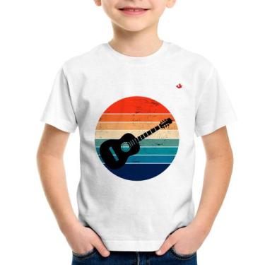 Imagem de Camiseta Infantil Violão Vintage Sunset - Foca na Moda, Branco, 14