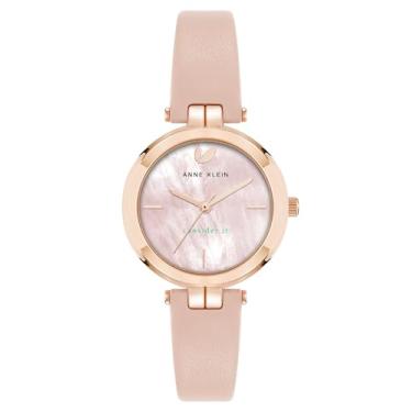 Imagem de Anne Klein Relógio feminino com pulseira de couro sustentável, AK/5150, rosa