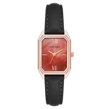 Imagem de Anne Klein Relógio feminino com pulseira de couro, Vermelho