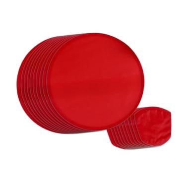 Imagem de YIJU 10 Peças de Ventilador Dobrável Ventilador Redondo Diâmetro 20 Cm Portátil Verão Clássico com Bolsa Disco Voador Portátil Dobrável para Desempenho, Vermelho