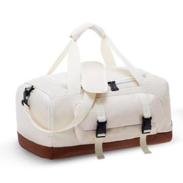 Imagem de XEYOU Bolsa de ginástica para mulheres e homens, bolsa esportiva de viagem com compartimento para sapatos e bolso molhado, bolsa de viagem antifurto de fim de semana para avião, bolsa de treino