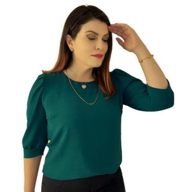 Imagem de Blusa Social Feminina Manga 3/4 Bufante Camisa Elegante - MADALIH Loja