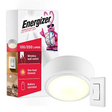 Imagem de Energizer Luminária de teto LED, operada por bateria, controle remoto de interruptor de parede, sem fio, 200 lúmens, controle remoto de até 15 metros, perfeito para lavanderia, garagem, armários e
