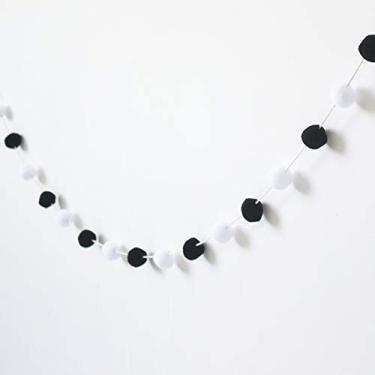 Imagem de Bining Bola de feltro 30 mm 30 bolas guirlanda de Natal pompom pompom Ba 198 cm (2 meses) (bola preta e branca)