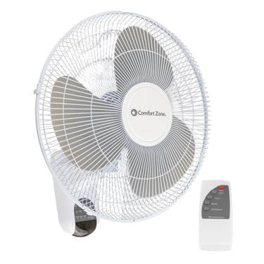 Imagem de Comfort Zone CZ16WR Ventilador de parede silencioso de 3 velocidades de 40,64 cm com controle remoto, temporizador e inclinação ajustável, branco