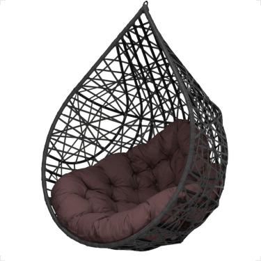 Imagem de Balanço Suspenso Ninho Gota Com Mola E Mosquetão Para Varanda - Preto A4
