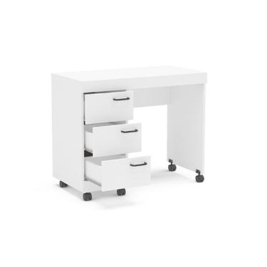 Imagem de Mesa Osaka 90cm Com 3 Gavetas Com Rodízio Politorno Branco