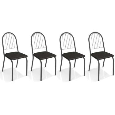 Imagem de Cadeira De Cozinha Noruega 2c077 Kit 4 Un Preto Fosco Courano Preto 110