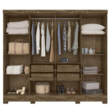 Imagem de Guarda-roupa Casal 8 Portas 4 Gavetas E Pés Diplomata Castanho W-baunilha