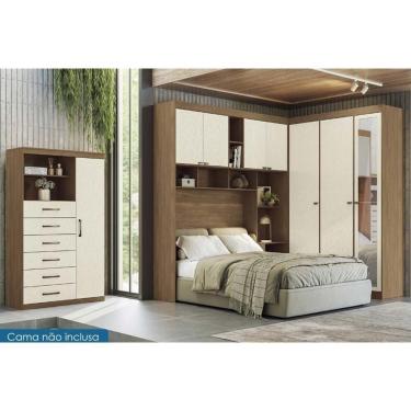 Imagem de Quarto Casal Completo 2 Peças com Guarda Roupa QC92 7 Portas de Bater 4 Gavetas em MDP...