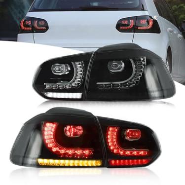 Imagem de Luzes traseiras VLAND para VW Volkswagen Golf 6 Golf MK6 R GTI 2010-2014, montagem de luzes traseiras com setas sequenciais, 1 par (fumado)