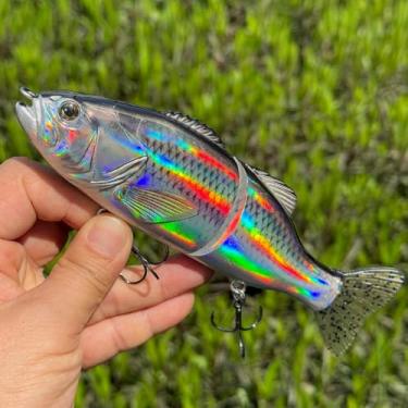 Imagem de New Lifelike 2 Segment Glide Bait Isca de pesca de robalo Isca de poleiro de água doce e salgada (AH1787A-16,7 pol. 86,5 g)