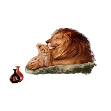 Imagem de Papel De Parede Animais Leão Família Filhotes 3,5M Anm512 - Você Decor