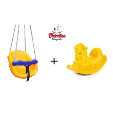 Imagem de KIT Balanço bebê INFANTIL amarelo + Gangorra Cavalinho INFANTIL Amarel
