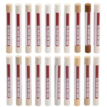 Imagem de Uxney Bastões de enchimento de madeira, giz de cera de reparo de madeira de 20 cores, marcadores de móveis de madeira para retoque para reparar arranhões, amassados, rachaduras e furos em pisos de