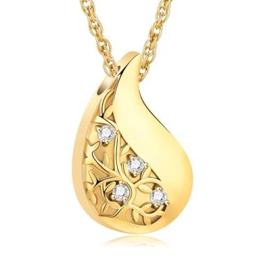 Imagem de Colar de urna árvore da vida para cinzas, gota, cremação, pingente, cinzas, lembrança, joia memorial para mulheres e homens, Aço inoxidável, Sem Pedra Preciosa