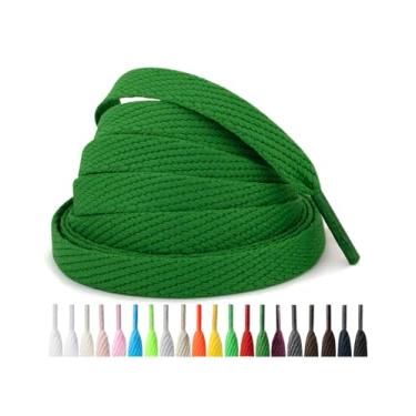 Imagem de Handshop 2 pares de cadarços planos de 2/12.7 cm em 20 cores, cadarços largos para atletismo, sapatos de skate, Verde, 63 Inch (160 cm)