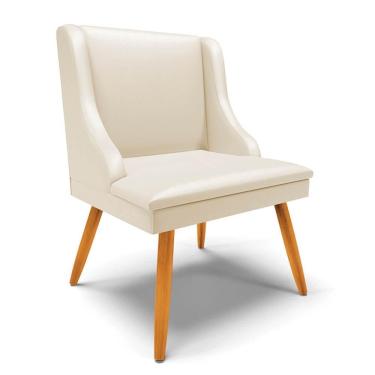 Imagem de Cadeira Estofada Para Sala De Jantar Pés Palito Lia Sintético Bege - Ibiza