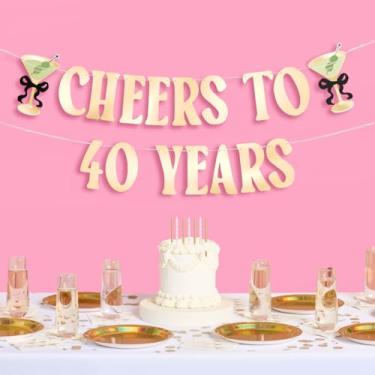 Imagem de xo, Fetti Faixa Cheers to 40 Years, folha dourada - 1,5 m | Decorações de aniversário de 40 anos, decoração de martini sujo, placa de festa de aniversário, cenário de cabine de fotos de aniversário