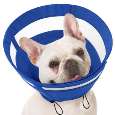 Imagem de SAWMONG Cone macio para cães pequenos, coleira de recuperação de animais de estimação ajustável para parar de lamber, coleira eletrônica Elizabeth leve para recuperação, filhotes de gatos (P, azul)