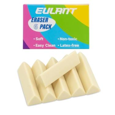 Imagem de YEEKORO Pacote com 6 borrachas de lápis, borracha branca grande para escola, escritório, borrachas de arte suave para desenho, escrita