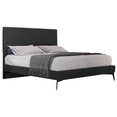 Imagem de Cama Casal King Com Cabeceira 199cm Pés Metálicos Elisa S05 Linho Preto - Mpozenato