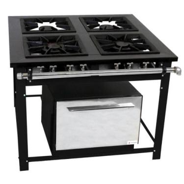 Imagem de Fogão Industrial Venâncio 4 Bocas 2 Duplas a Gás Baixa Pressão com For