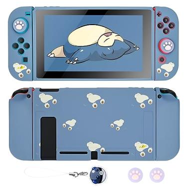 Imagem de DLseego Capa com design de encaixe para Switch 2017, capa de transporte macia antiderrapante com absorção de choque e controle Joy Con com 1 pingente de bola de elfo e 2 peças de tampas de aperto de