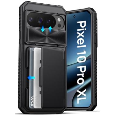 Imagem de ATATOO Capa carteira para Google Pixel 10 Pro XL, suporte de cartão integrado (3 a 5 cartões) [bloqueio RFID] e capa de câmera deslizante, proteção de nível militar, capa de telefone resistente para
