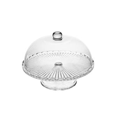 Imagem de Prato para Bolo com Pé Wolff Bangkok 29x21cm Vidro com Tampa Base Elegante