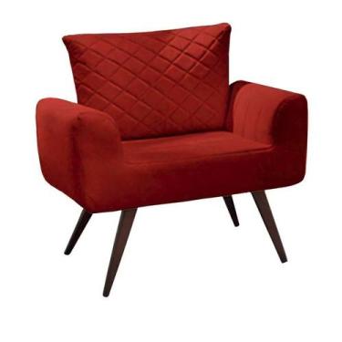 Imagem de Poltrona decorativa Nova Opala pé palito vermelho - Roggi HD