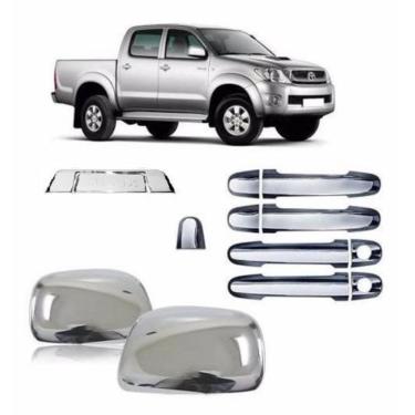 Imagem de Kit Aplique Cromado Maçaneta Retrovisor Traseira Hilux 2010