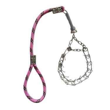 Imagem de Coleira para cachorros com pino regulável prong collar guia cachorro grande super reforçada guia para cães de médio(Rosa)