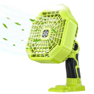 Imagem de YEX-BUR Ventilador portátil para bateria Ryobi 18V, ventilador sem fio com 3 velocidades para reparo de carro de barraca de acampamento no local de trabalho (bateria não incluída)