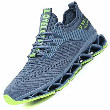Imagem de Chopben Tênis De Corrida Masculino Blade Antiderrapante, Fashion, Respirável, Malha, Casual, Atlético, Leve, Caminhada, Verde Escuro, 8.5, Turquesa