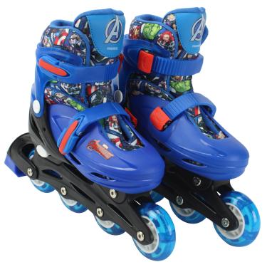 Imagem de BBR Toys Patins Infantil Inline 4 Rodas com Led 32-35 Vingadores Azul