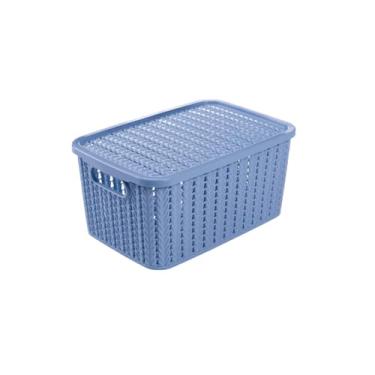 Imagem de Caixa Organizadora Trama Plasútil 14 Litros Com Tampa (Azul)