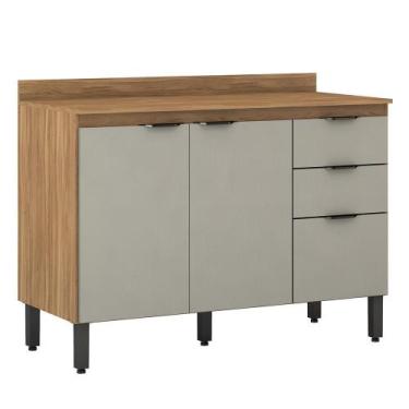 Imagem de Balcão Firenze Pia 120cm 3 Portas 2 Gavetas com Tampo MDP - Demóbile, 