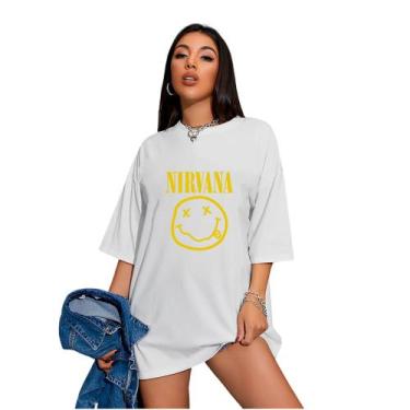 Imagem de Camiseta Oversized Feminina Banda Nirvana - FSL.CONF, Cinza, M