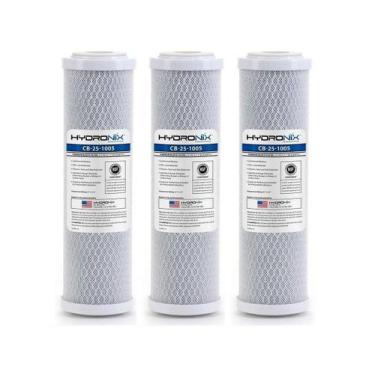 Imagem de Kit 3 Refil Carbon Block Hydronix 10X2.1/2 5 Micras Carvão - BR Fish A