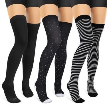 Imagem de Meias de compressão LEVSOX Thigh High 15-20 mmHg para mulheres, 3 pare