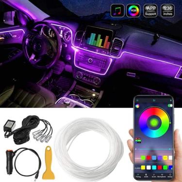 Imagem de Lâmpada LED para interior de carro MAODANER 5 em 1 RGB 6m de fibra ópt