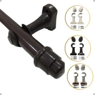 Imagem de Kit 2 Un Suporte Plástico Varão Cortina Simples Comum Ilhós Argola 28m